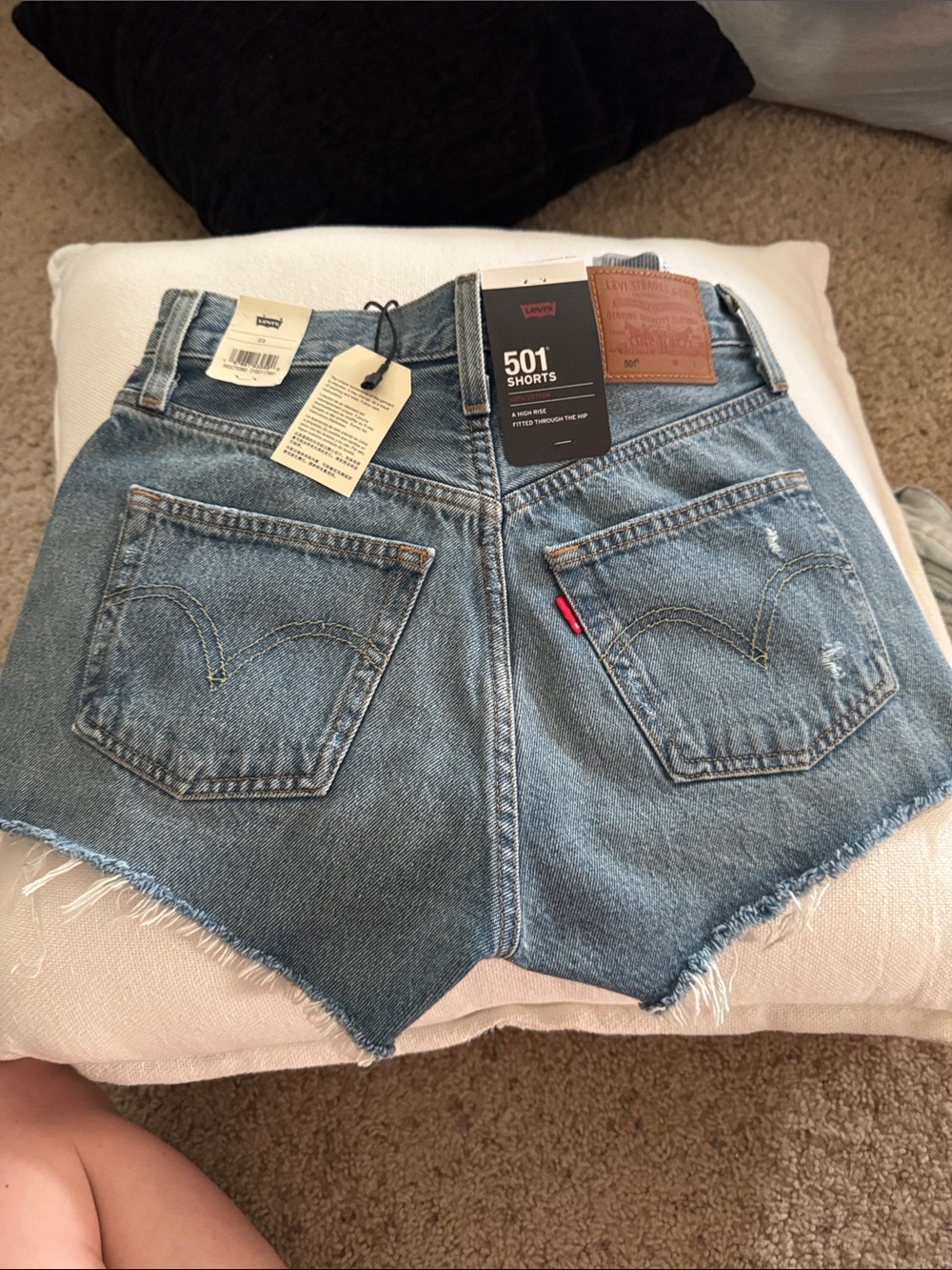 Levi's 501 Cutoff High-Rise Denim Shorts in Light Blue